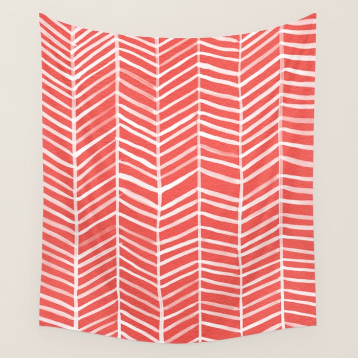 Coral Herringbone Wall Tapestry Gallery Image 4