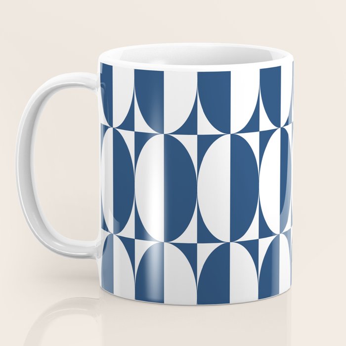 Mid Century Modern Geometric Half Oval Pattern 248 Navy Blue Coffee Mug Gallery Image 3
