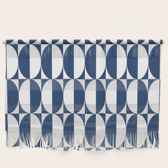 Mid Century Modern Geometric Half Oval Pattern 248 Navy Blue Wall Hanging Gallery Image 1