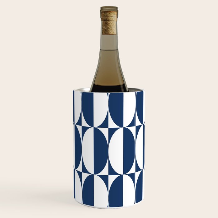 Mid Century Modern Geometric Half Oval Pattern 248 Navy Blue Wine Chiller Gallery Image 1