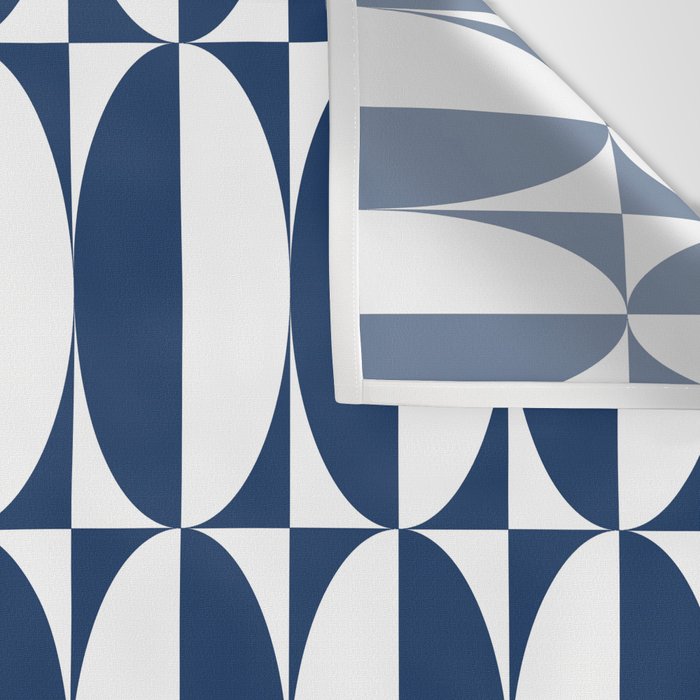 Mid Century Modern Geometric Half Oval Pattern 248 Navy Blue Wall Tapestry Gallery Image 3
