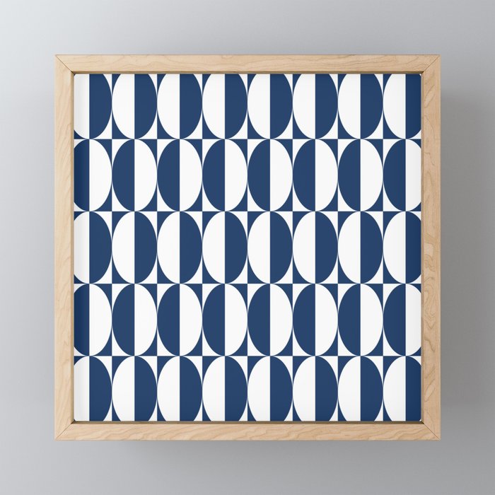 Mid Century Modern Geometric Half Oval Pattern 248 Navy Blue Mini Art Print Gallery Image 1