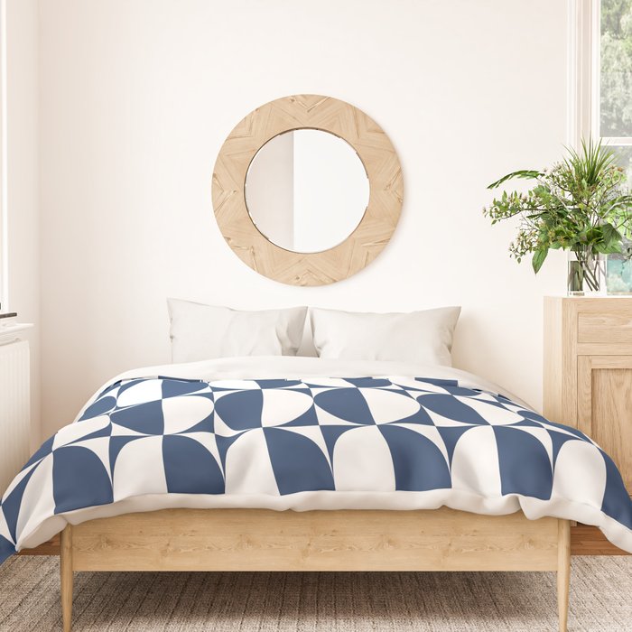 Mid Century Modern Geometric Half Oval Pattern 248 Navy Blue Duvet Cover Gallery Image 3