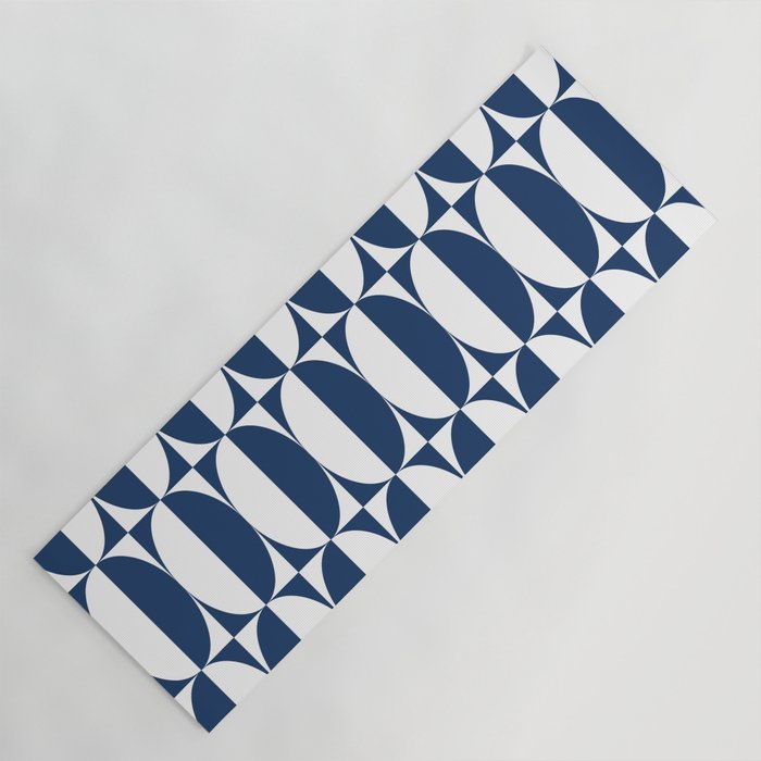 Mid Century Modern Geometric Half Oval Pattern 248 Navy Blue Yoga Mat Gallery Image 1