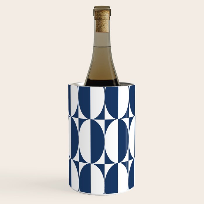 Mid Century Modern Geometric Half Oval Pattern 248 Navy Blue Wine Chiller Gallery Image 2