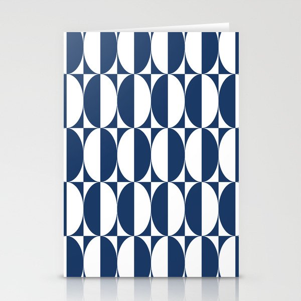 Mid Century Modern Geometric Half Oval Pattern 248 Navy Blue Stationery Card Gallery Image 2