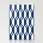 Mid Century Modern Geometric Half Oval Pattern 248 Navy Blue Stationery Card Gallery Image 2