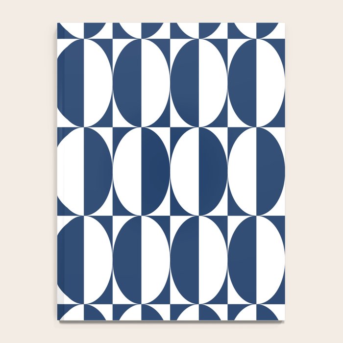 Mid Century Modern Geometric Half Oval Pattern 248 Navy Blue Notebook Gallery Image 4