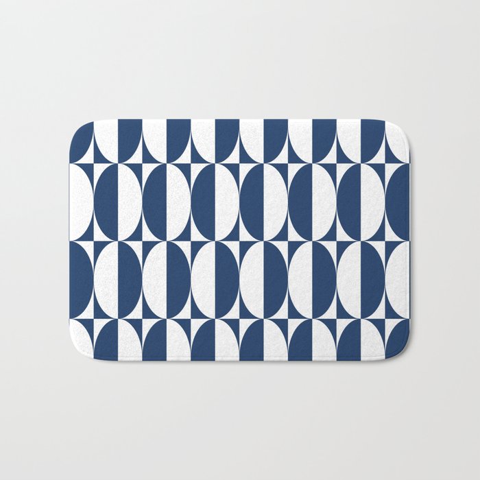 Mid Century Modern Geometric Half Oval Pattern 248 Navy Blue Bath Mat Gallery Image 1