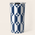 Mid Century Modern Geometric Half Oval Pattern 248 Navy Blue Travel Mug Gallery Image 1