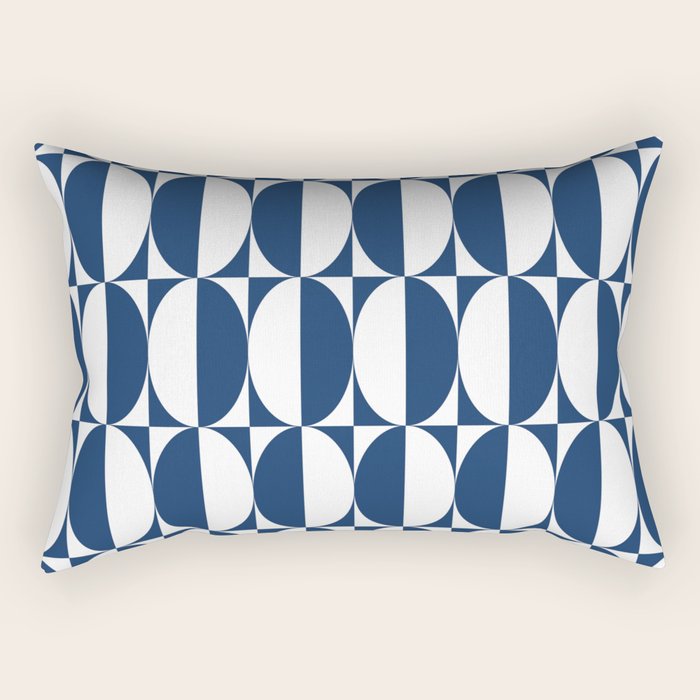 Mid Century Modern Geometric Half Oval Pattern 248 Navy Blue Rectangular Pillow Gallery Image 2