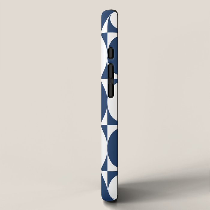 Mid Century Modern Geometric Half Oval Pattern 248 Navy Blue iPhone Case Gallery Image 2