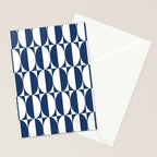 Mid Century Modern Geometric Half Oval Pattern 248 Navy Blue Stationery Card Gallery Image 2
