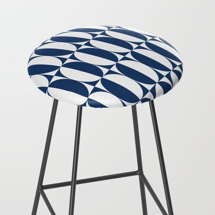 Mid Century Modern Geometric Half Oval Pattern 248 Navy Blue Stool Gallery Image 2