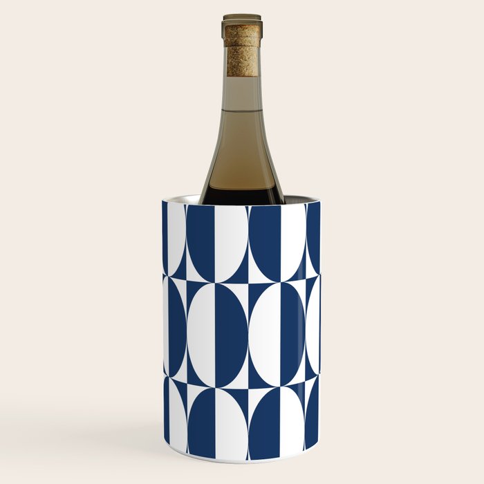 Mid Century Modern Geometric Half Oval Pattern 248 Navy Blue Wine Chiller Gallery Image 3