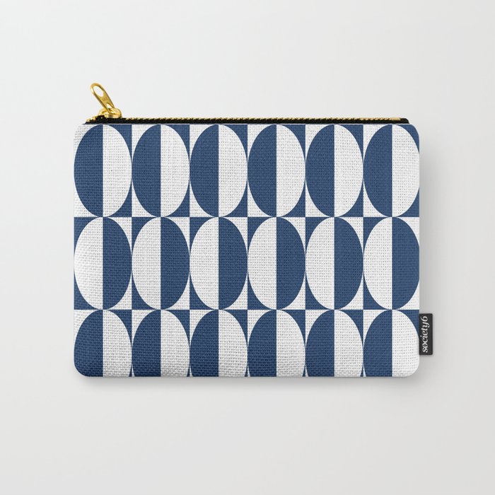 Mid Century Modern Geometric Half Oval Pattern 248 Navy Blue Carry All Pouch Gallery Image 1