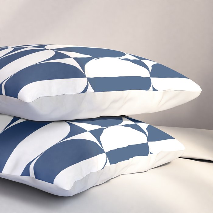 Mid Century Modern Geometric Half Oval Pattern 248 Navy Blue Pillow Sham Gallery Image 3