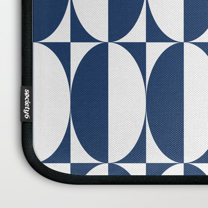 Mid Century Modern Geometric Half Oval Pattern 248 Navy Blue Laptop Sleeve Gallery Image 3