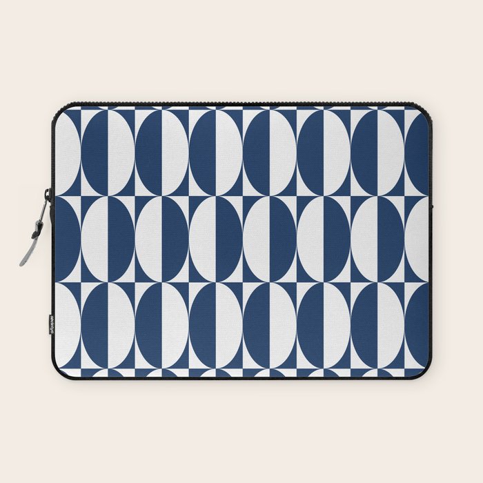 Mid Century Modern Geometric Half Oval Pattern 248 Navy Blue Laptop Sleeve Gallery Image 1