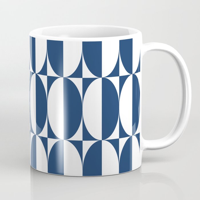 Mid Century Modern Geometric Half Oval Pattern 248 Navy Blue Coffee Mug Gallery Image 1