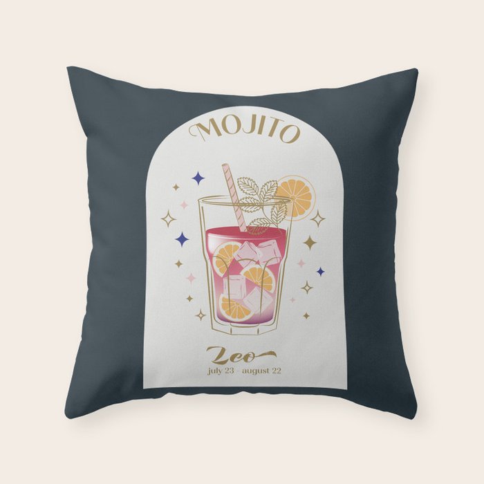 Mojito Cocktail Zodiac Sign Throw Pillow Gallery Image 6