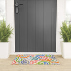 Happy Snakes Light - Bright Rainbow Textured Snakes With Funky Geometric Patterns on Cream Welcome Mat Gallery Image 3