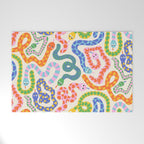 Happy Snakes Light - Bright Rainbow Textured Snakes With Funky Geometric Patterns on Cream Welcome Mat Gallery Image 1