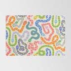 Happy Snakes Light - Bright Rainbow Textured Snakes With Funky Geometric Patterns on Cream Rug Gallery Image 2