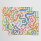 Happy Snakes Light - Bright Rainbow Textured Snakes With Funky Geometric Patterns on Cream Placemat Gallery Image 1