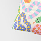 Happy Snakes Light - Bright Rainbow Textured Snakes With Funky Geometric Patterns on Cream Pillow Sham Gallery Image 4