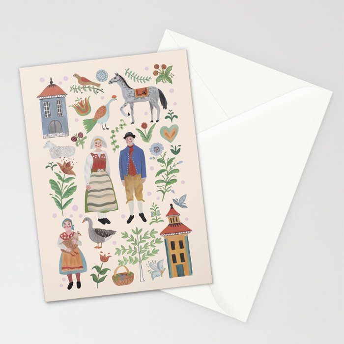 Swedish Folk Art Stationery Card Gallery Image 2