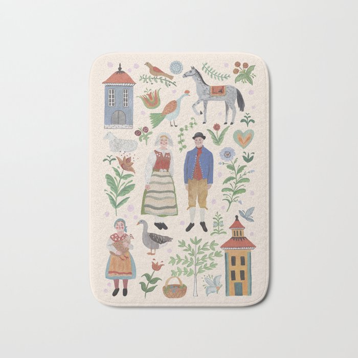 Swedish Folk Art Bath Mat Gallery Image 1