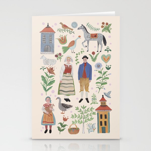 Swedish Folk Art Stationery Card Gallery Image 1