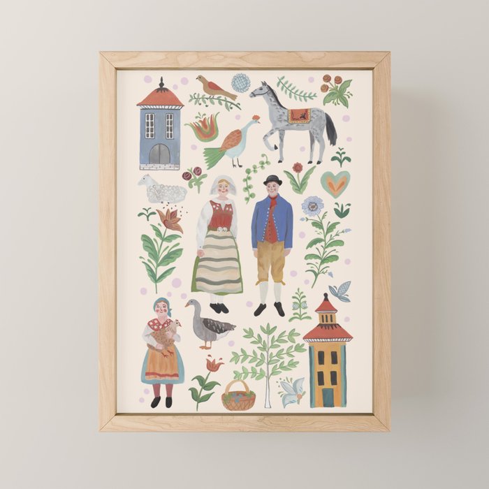 Swedish Folk Art Mini Art Print Gallery Image 1