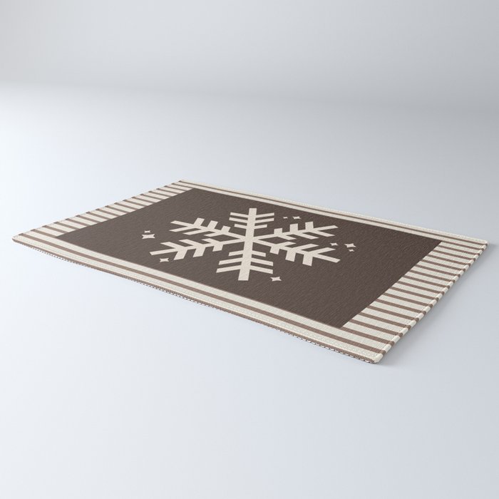 Snowflake Brown Striped Rug Gallery Image 3