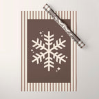 Snowflake Brown Striped Wrapping Paper Gallery Image 1