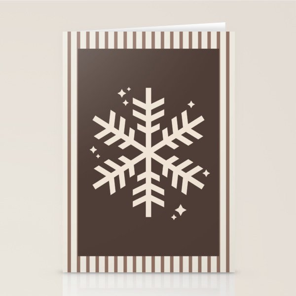 Snowflake Brown Striped Stationery Card Gallery Image 2