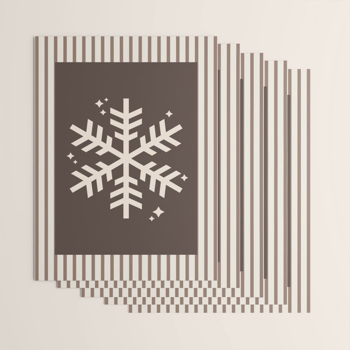 Snowflake Brown Striped Wrapping Paper Gallery Image 3