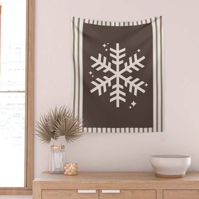 Snowflake Brown Striped Wall Tapestry Gallery Image 2