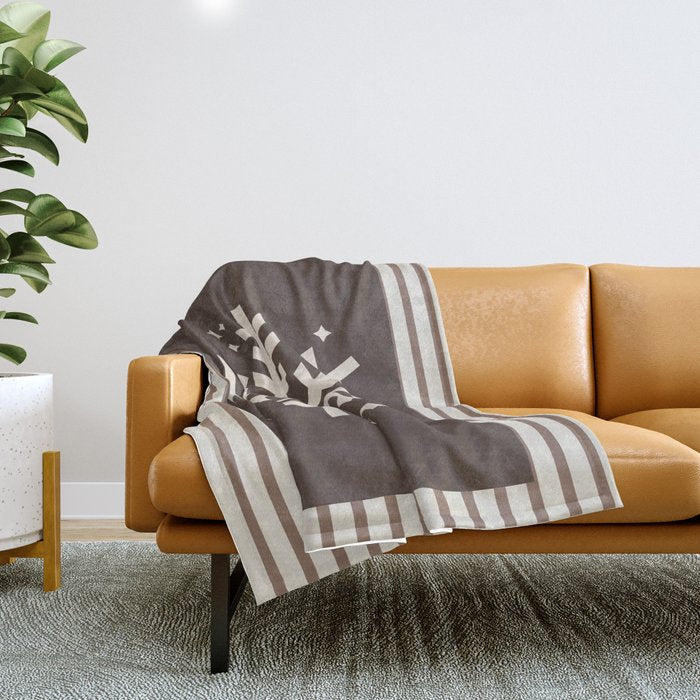 Snowflake Brown Striped Throw Blanket Gallery Image 1