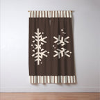 Snowflake Brown Striped Window Curtain Gallery Image 3
