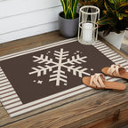 Snowflake Brown Striped Outdoor Rug Gallery Image 2