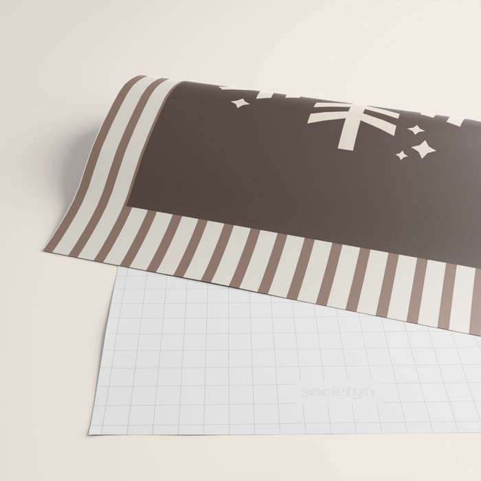 Snowflake Brown Striped Wrapping Paper Gallery Image 2