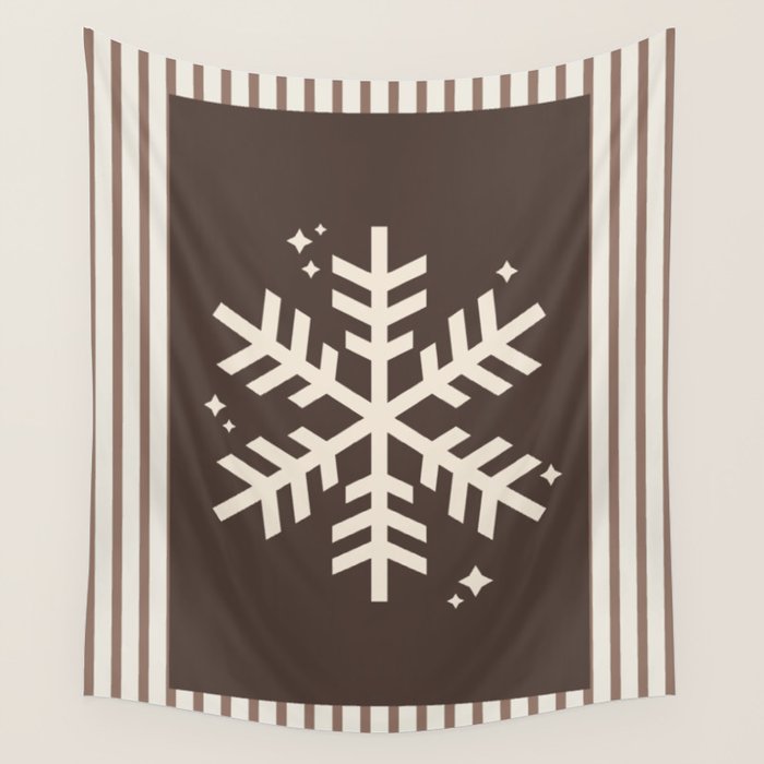 Snowflake Brown Striped Wall Tapestry Gallery Image 1