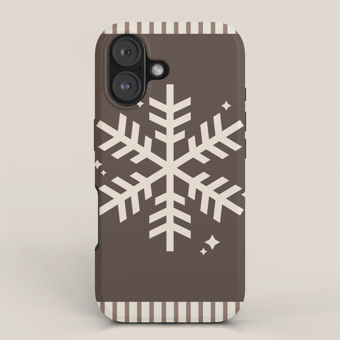 Snowflake Brown Striped iPhone Case Gallery Image 1