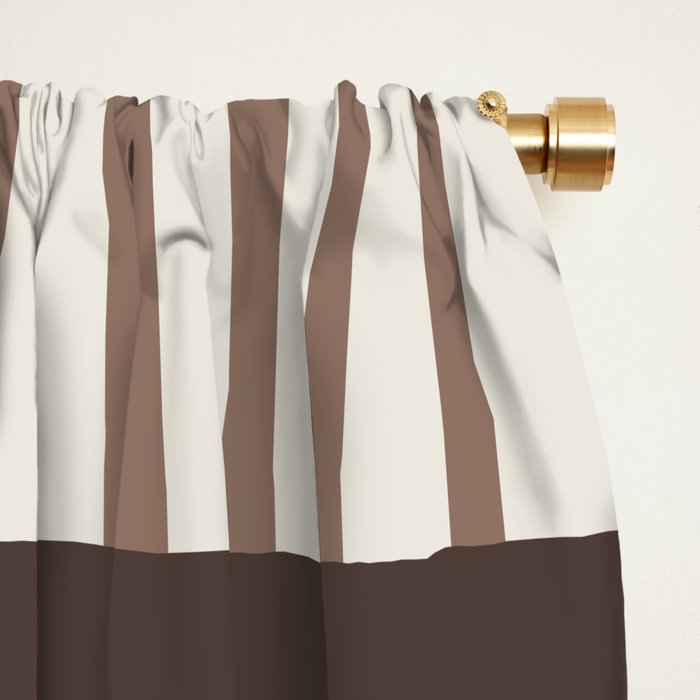 Snowflake Brown Striped Window Curtain Gallery Image 2