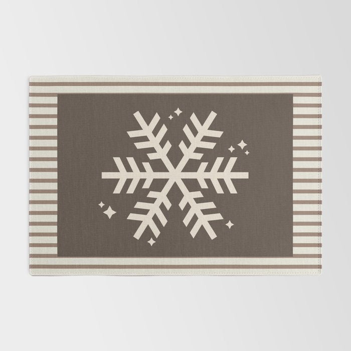 Snowflake Brown Striped Rug Gallery Image 2