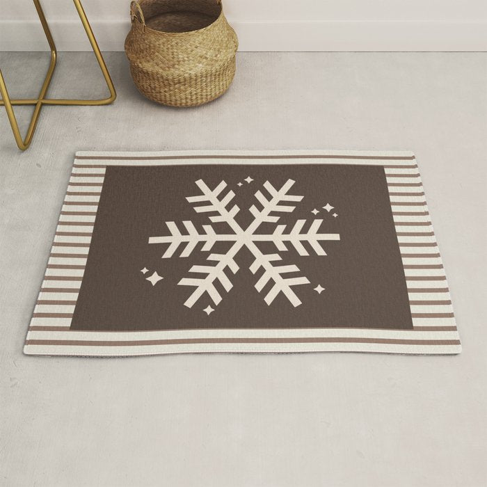 Snowflake Brown Striped Rug Gallery Image 1