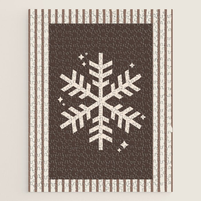 Snowflake Brown Striped Jigsaw Puzzle Gallery Image 1