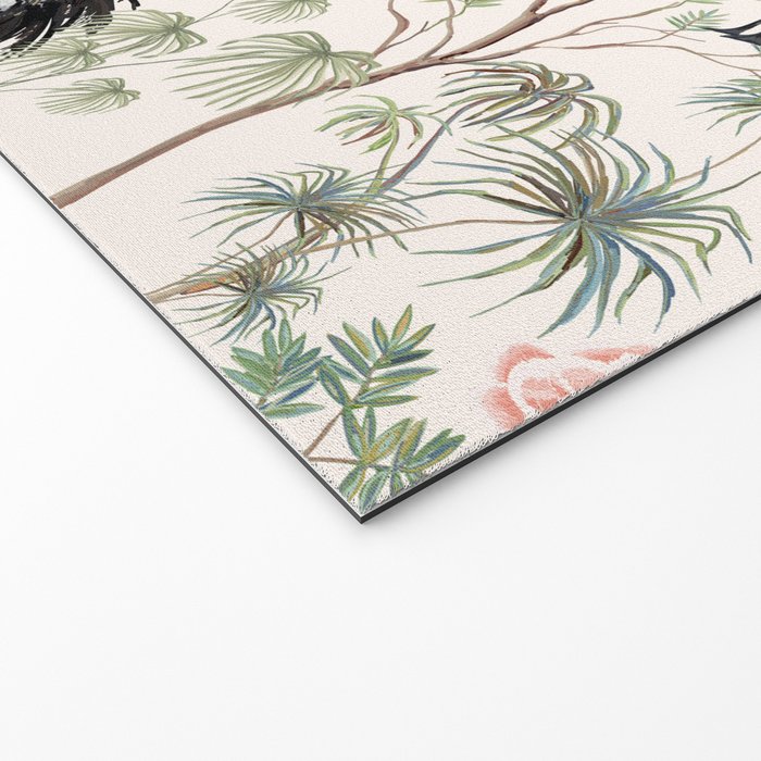 Chinoiserie Blush Pink Blooming Peony Pagoda Bird Garden Pattern Welcome Mat Gallery Image 2